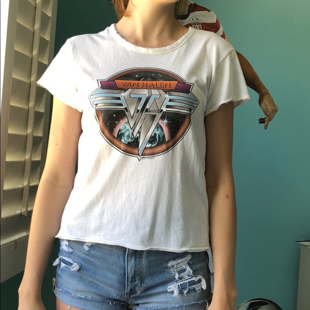 Van halen destroyed style band tee